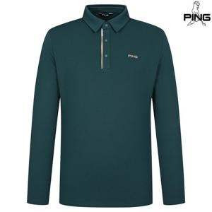[핑골프][양말증정]남성 배색 포인트 카라 긴팔 티셔츠 111E3TO002_GN