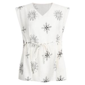 샵앤) 여성 브이넥 나염 빈티지 허리끈 민소매 블라우스 NTT-WBL-20755-아이보리