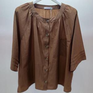 Latium HC06 국내생산 스판 얇고 가벼운 루즈핏 핀턱 남방형 반팔 셔츠블라우스 T2531bl01C