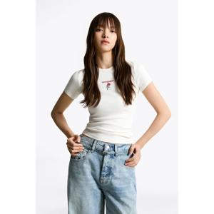 타미데님 여성 슬림 로즈 립 티셔츠 T32F7TTO43TWT1