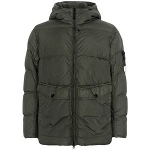 스톤아일랜드 25FW 밀리터리그린 가먼트다잉 크링클랩스 후드 덕 다운 자켓 154100011 S0A23 V