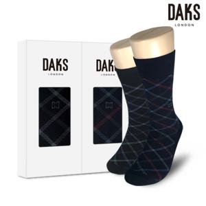 [닥스(양말)]신사양말 2족 선물세트 면장목 사색체크 22304
