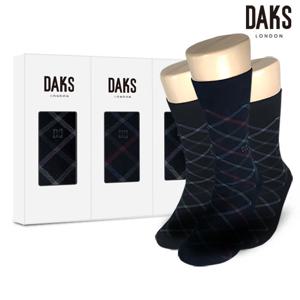 [닥스(양말)]신사양말 3족 선물세트 면장목 사색체크 22303