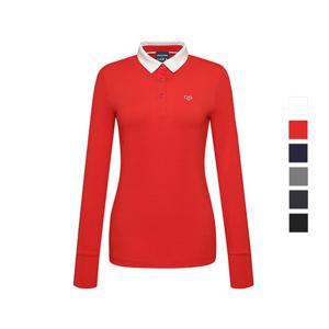 맥케이슨 여성 SS 카라 배색 솔리드 긴팔 티셔츠 MAW1TL502