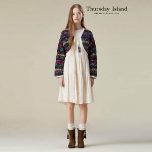 [Thursday Island] 니팅 스트라이프 볼레로 자켓(T236MJK132W)