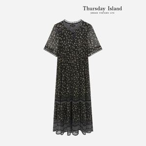 [Thursday Island] 보더 쉬폰 원피스(T236MOP139W)