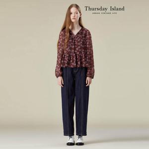 [Thursday Island] 뒷밴딩 절개 배기 데님 팬츠(T236MJE134W)