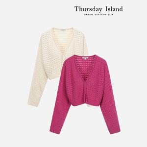 [Thursday Island] 펀칭짜임 볼레로형 가디건(T236MCD137W)