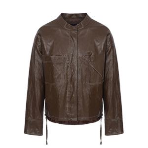 [보니스팍스] (본사직영)세로레터링 자수 숏 레더 자켓-BC32LJ010