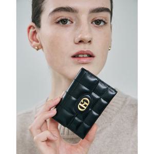 [헤지스]블랙 퀼팅 가죽 아코디언 카드지갑 HIHO5F762BK