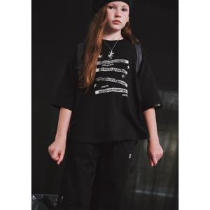 [블루테일]AZG8TS03BK 오버핏 블랙 반팔 티셔츠