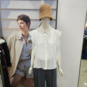 Ab.f.z DP01 프릴캡소매카라넥쉬폰블라우스 AFZ5NB43