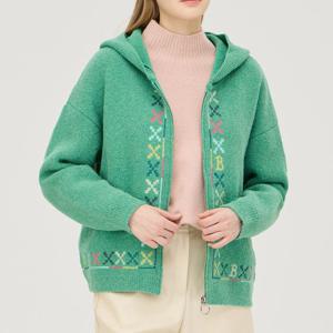 베네통  단작 자수 후드 집업 니트 가디건 BAKC07511