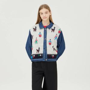 [베네통]강아지 니트 배색 데님 점퍼_BAJPA1541