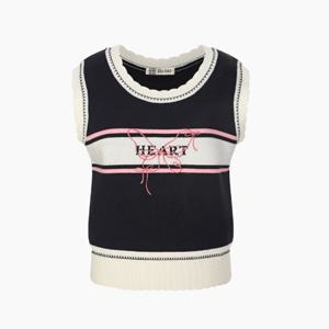 [에고이스트] [BLUE LABEL] 배색 스켈럽 나비 자수 니트 베스트 ER3OKV01