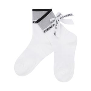 파리게이츠 (521E3SC004) 여성 배색 백 리본 논슬립 중목 양말