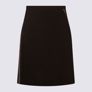 미우미우 스트라이프 사이드 지퍼 A라인 미디 스커트 MG2566SOO