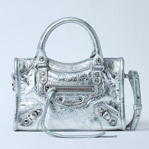 25 FW 발렌시아가 Mini Le City 미니 르 시티 메탈릭 토트백 실버 819671 2AA9R 812