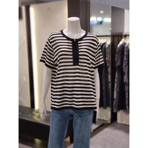 [트리아나]MARIO소고 줄무늬 라운드 반팔 니트티셔츠AL2TA16