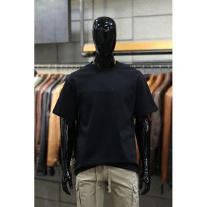 [빠니깔레]MARIO세미오버핏 블랙자수로고 비스코스스판반팔티 m-qtee22bk