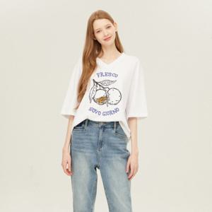 [베네통]니트 레터링 배색 티셔츠_BATSA4531