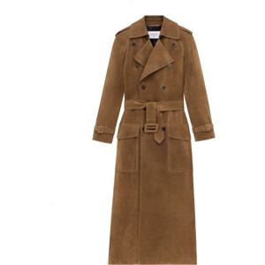 생로랑 스웨이드 더블브레스트 트렌치 코트 683370 YC2JY2544