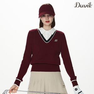 듀빅 여성 Y카라 페이크 투웨이 니트스웨터 DF3WSW257BD