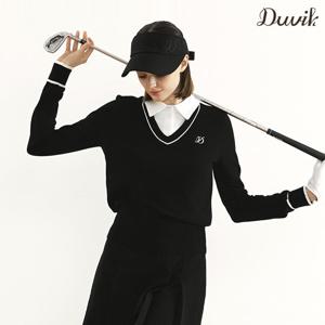 듀빅 여성 Y카라 페이크 투웨이 니트스웨터 DF3WSW257BK