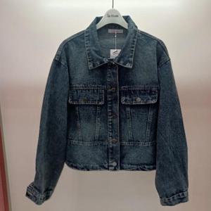 Latium HC06 데님 크롭 팔뚝품편한 스트링 카라 진청 쟈켓 T2533jk05