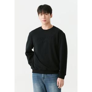 남성) 특양면 엠보 세미오버핏 스웻 티셔츠 AP3WMT505-BK