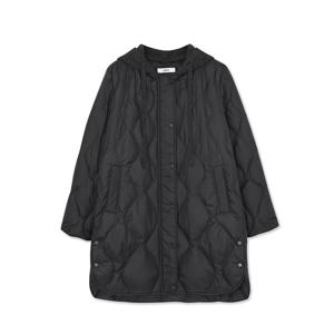 롱 길이 니트 후드 나시서스 다운 재킷 (UFKWJA46IT-BLACK)