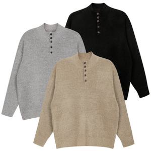 [파파브로] 남성 캐주얼 하프 버튼 헨리넥 니트 티셔츠 SO-KN-Q050
