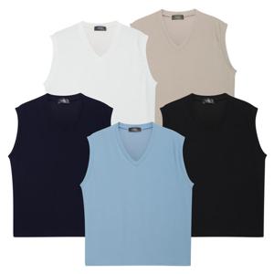 [파파브로] 남자 베이직 V넥 골지 오버픽 니트 조끼 SO-VEA-Q055