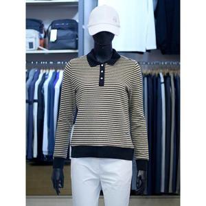 팜스프링스 세이브존03 팜스프링스 여성 골프 가을 스트라이프 패턴 배색 카라 티셔츠 AWSTSL243209A