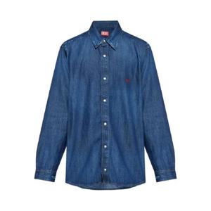 25 FW 디젤 D 심플리 로고 자수 데님 셔츠 A035340DBDB TP442659986