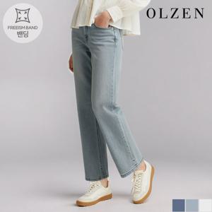 [올젠] 여성 릴렉스드 플렉시블 웨이스트 데님 팬츠 (ZLD5DP2102)