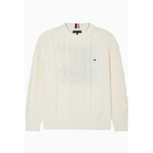 타미힐피거칠드런6  T42F7WWO510BT1 케이블 믹스 그래픽 스웨터