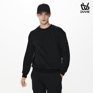 듀빅 남성 크루넥 블루종 와펜 긴팔티셔츠 DF3MTS171BK