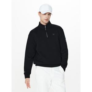 [듀빅]듀빅 남성 하프넥 블루종 와펜 긴팔티셔츠 DF3MTS170BK