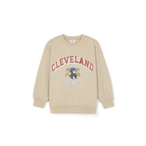 M MLB키즈긴팔티 NQK 7AMTC0344-45BGL 모노베어 프린트 맨투맨 클리블랜드 가디언스