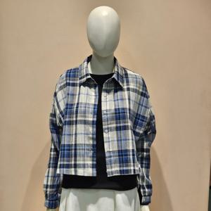 [페이지플린]카라넥 크롭 체크 남방 셔츠 LF5BBL510M