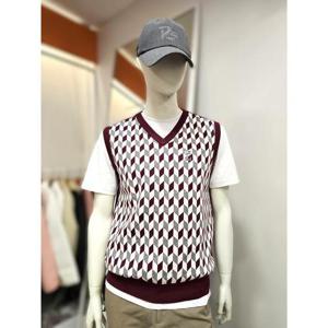 팜스프링스 세이브존01 남성 투톤 체크배색 V넥 니트 베스트 SKVM253301