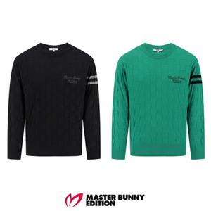 [마스터바니에디션] (411E3SR307) 남성 체커보드 배색 라인 긴팔 니트