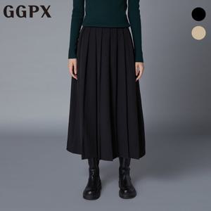 GGPX  클래식 백 밴딩 플리츠 롱 스커트 (GO8SK055F)