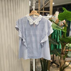 스테파니 HC05 캡배색프릴블라우스BL A25SH5225H