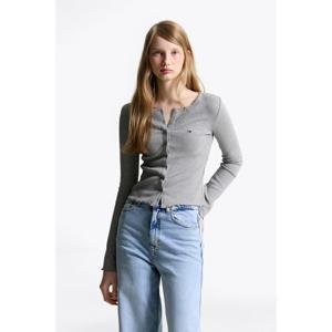 타미데님 여성 슬림 립 스냅 버튼 탑 T32F6TTO01TWT2