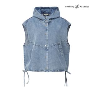 나인식스뉴욕  버튼 후드 스트링 데님 베스트 (NP9VT005M0)