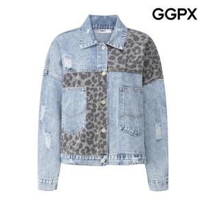 [지지피엑스]레오파드 배색 데님 데미지 자켓 GP9JK033F