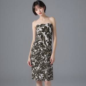 [바바라(언더웨어)]야자수 인견 나염 여성 골프 샤워가운 AGW4602S