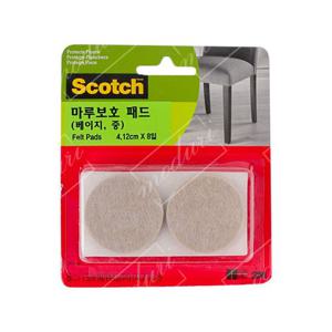 스카치 마루보호패드 베이지 원형중 8입 의자발패드 의자발커버 의자발스티커 긁힘방지패드 식탁발패드 층간소음방지패드 의자다리캡 의자양말 체어슈즈